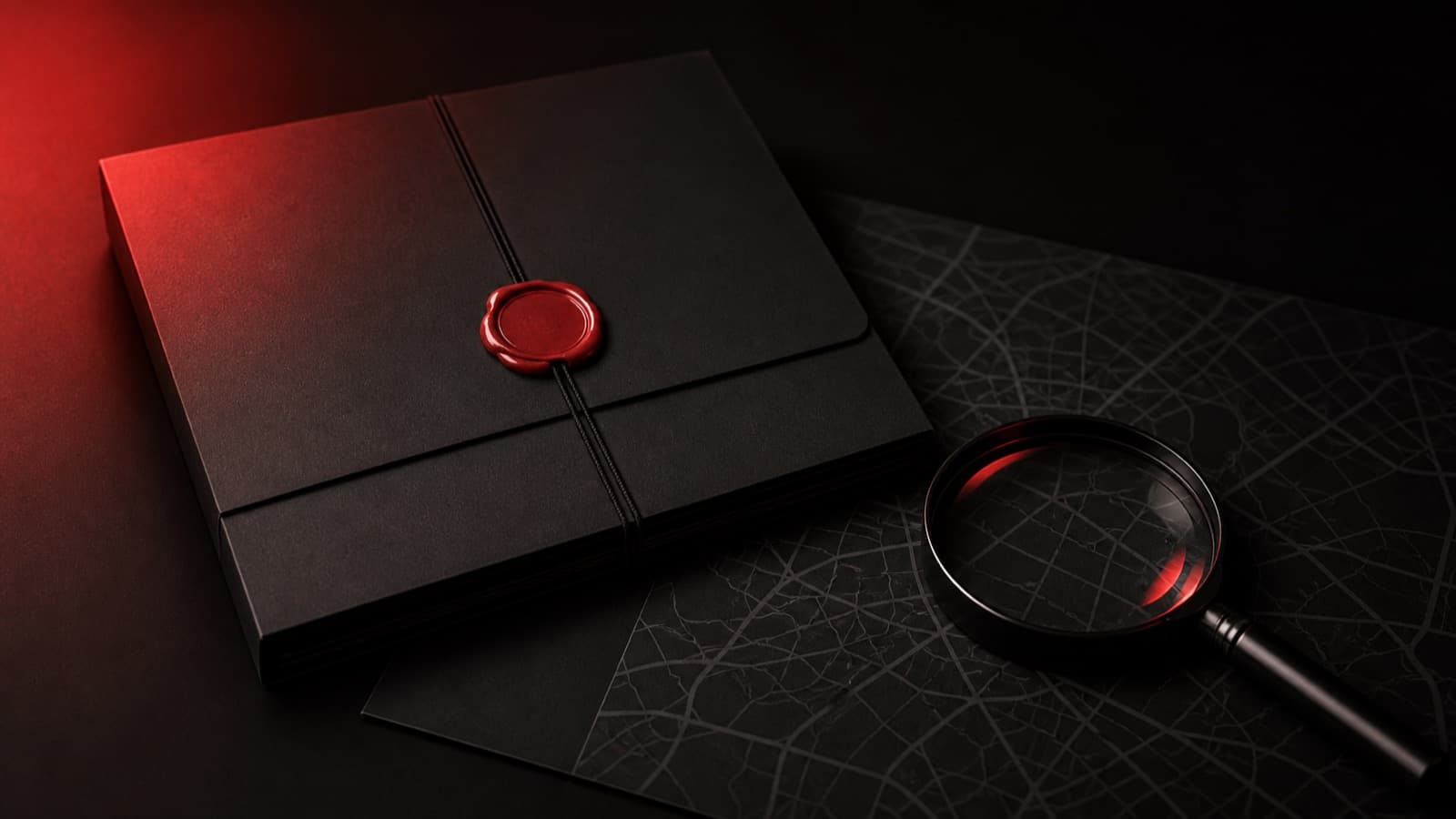 A sealed case dossier and magnifier over a city map, the onboarding plan for your escape room account